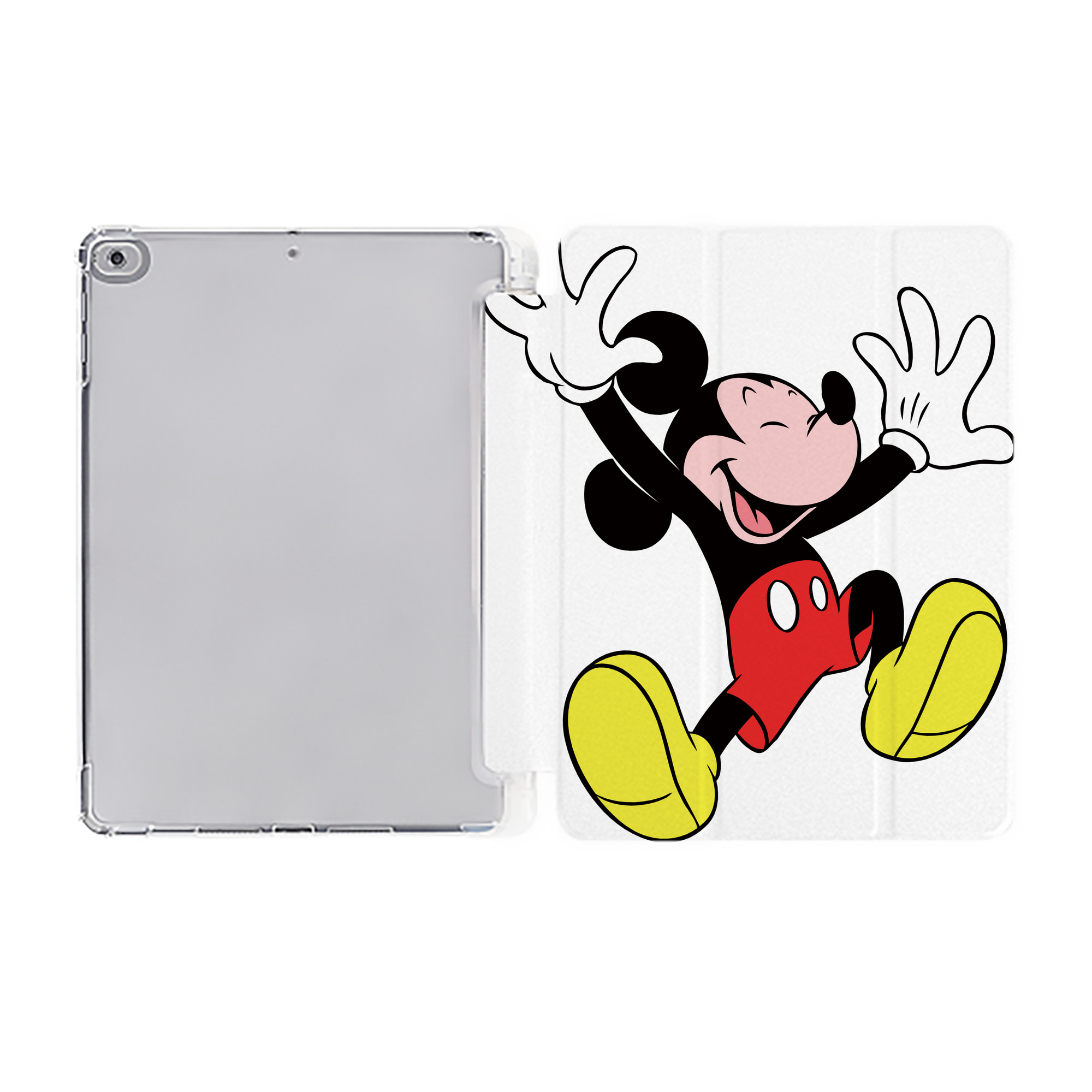 （画像用） ミッキーマウス Mickey Mouse IPad ケース ペン収納付き 三つ折りスタンド PUレザー×シリコン 対応機種9.5/10.5/10.9インチ